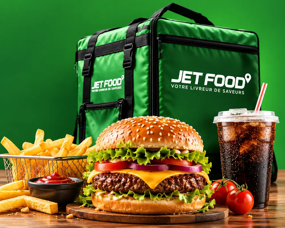 Sac isotherme Jetfood avec burger, frites et boisson